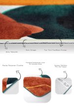 2'li Set Sarı - Lacivert Zeminde Tablo Motifli Abstract Desenli Bohem Modern  2'li Banyo & Mutfak Paspas Takımı Realhomes