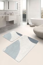 - PaspasTakimi-2li-Set1751-Gorsel-2 - Realhomes  2'li Set Ekru - Mavi Zeminde Kanvas Motifli Modern Sanat Desenli Bohem Klasik  2'li Banyo & Mutfak Paspas Takımı Realhomes