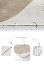 2'li Set Bej - Krem Zeminde Boyama Motifli Tablo Desenli Bohem Modern  2'li Banyo & Mutfak Paspas Takımı Realhomes