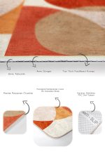 2'li Set Turuncu - Krem Zeminde Abstract Motifli Tablo Desenli Bohem Modern  2'li Banyo & Mutfak Paspas Takımı Realhomes