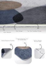 - PaspasTakimi-2li-Set1757-Gorsel-3 - Realhomes 2'li Set Kahverengi- Mavi Zeminde Kanvas Motifli Modern Sanat Desenli Bohem Sade & Şık 2'li Banyo & Mutfak Paspas Takımı Realhomes