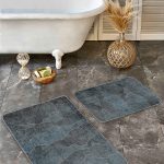 2'li Set Krem Zeminde Örgü Motifli Eskitme Desenli Eskitme Motifli Sade & Şık  2'li Banyo & Mutfak Paspas Takımı Realhomes