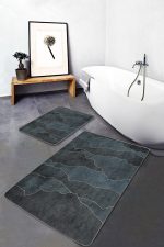 - PaspasTakimi-2li-Set1759-Gorsel-4 - Realhomes 2'li Set Gri - Gold Zeminde Tablo Motifli Abstract Desenli Klasik Sade & Şık 2'li Banyo & Mutfak Paspas Takımı Realhomes