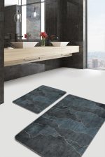 - PaspasTakimi-2li-Set1759-Gorsel-5 - Realhomes 2'li Set Gri - Gold Zeminde Tablo Motifli Abstract Desenli Klasik Sade & Şık 2'li Banyo & Mutfak Paspas Takımı Realhomes