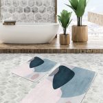 2'li Set Kahverengi Zeminde Etnik Motifli Baklava Desenli Eskitme Motifli Geometrik  2'li Banyo & Mutfak Paspas Takımı Realhomes