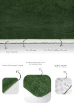 - PaspasTakimi-2li-Set1761-Gorsel-3 - Realhomes 2'li Set Düz Renk Koyu Yeşil 2'li Banyo & Mutfak Paspas Takımı Realhomes