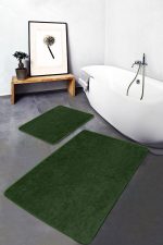 - PaspasTakimi-2li-Set1761-Gorsel-5 - Realhomes 2'li Set Düz Renk Koyu Yeşil 2'li Banyo & Mutfak Paspas Takımı Realhomes