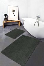 - PaspasTakimi-2li-Set1762-Gorsel-4 - Realhomes 2'li Set Düz Renk Koyu Yeşil 2'li Banyo & Mutfak Paspas Takımı Realhomes