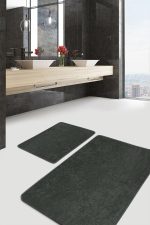 - PaspasTakimi-2li-Set1762-Gorsel-5 - Realhomes 2'li Set Düz Renk Koyu Yeşil 2'li Banyo & Mutfak Paspas Takımı Realhomes