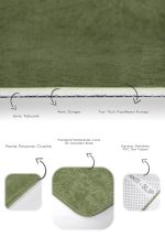 2'li Set Düz Renk Haki - Yeşil 2'li Banyo & Mutfak Paspas Takımı Realhomes