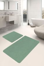 - PaspasTakimi-2li-Set1765-Gorsel - Realhomes  2'li Set Düz Renk Açık Yeşil 2'li Banyo & Mutfak Paspas Takımı Realhomes
