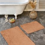 2'li Set Pembe Zeminde İkat Motifli Yöresel Desenli Avangarde Vintage  2'li Banyo & Mutfak Paspas Takımı Realhomes