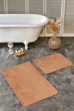 - Realhomes - Realhomes 2'li Set Düz Renk Kiremit 2'li Banyo & Mutfak Paspas Takımı Realhomes