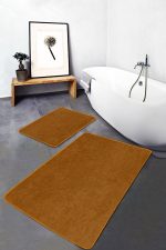 2'li Set Düz Renk Kahverengi 2'li Banyo & Mutfak Paspas Takımı Realhomes
