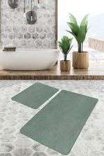 - PaspasTakimi-2li-Set1769-Gorsel-1 - Realhomes 2'li Set Düz Renk Haki 2'li Banyo & Mutfak Paspas Takımı Realhomes