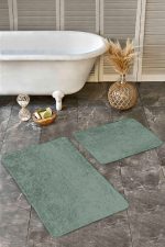 - Realhomes - Realhomes 2'li Set Düz Renk Haki 2'li Banyo & Mutfak Paspas Takımı Realhomes