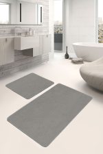 - PaspasTakimi-2li-Set435-Gorsel-1 - Realhomes 2'li Set Düz Renk Gri 2'li Banyo & Mutfak Paspas Takımı Realhomes