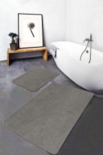 - PaspasTakimi-2li-Set435-Gorsel-4 - Realhomes 2'li Set Düz Renk Gri 2'li Banyo & Mutfak Paspas Takımı Realhomes