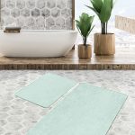 2'li Set Lacivert Zeminde Örgü Motifli Etnik Desenli Eskitme Motifli Vintage  2'li Banyo & Mutfak Paspas Takımı Realhomes