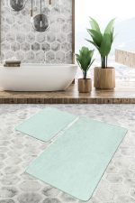 - PaspasTakimi-2li-Set439-Gorsel - Realhomes  2'li Set Düz Renk Mint Yeşili 2'li Banyo & Mutfak Paspas Takımı Realhomes