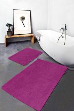 2'li Set Düz Renk Mor 2'li Banyo & Mutfak Paspas Takımı Realhomes
