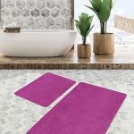 2'li Set Sarı - Gri Zeminde Geometrik Motifli Çizgili Desenli Geometrik Sade & Şık  2'li Banyo & Mutfak Paspas Takımı Realhomes