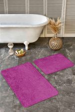 2'li Set Düz Renk Mor 2'li Banyo & Mutfak Paspas Takımı Realhomes