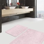 2'li Set Gri - Krem Zeminde Dokuma Halı Motifli Eskitme Desenli Klasik Sade & Şık  2'li Banyo & Mutfak Paspas Takımı Realhomes