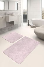 2'li Set Düz Renk Pembe 2'li Banyo & Mutfak Paspas Takımı Realhomes