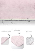 2'li Set Düz Renk Pembe 2'li Banyo & Mutfak Paspas Takımı Realhomes