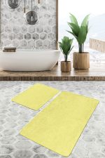 2'li Set Düz Renk Sarı 2'li Banyo & Mutfak Paspas Takımı Realhomes