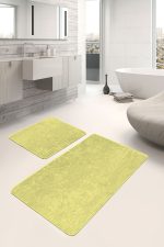 2'li Set Düz Renk Sarı 2'li Banyo & Mutfak Paspas Takımı Realhomes