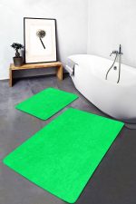 - PaspasTakimi-2li-Set444-Gorsel - Realhomes  2'li Set Düz Renk Açık Yeşil 2'li Banyo & Mutfak Paspas Takımı Realhomes