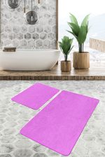 - PaspasTakimi-2li-Set449-Gorsel-2 - Realhomes  2'li Set Düz Renk Açık Pembe 2'li Banyo & Mutfak Paspas Takımı Realhomes