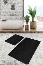 - PaspasTakimi-2li-Set451-Gorsel-1 - Realhomes  2'li Set Düz Renk Siyah 2'li Banyo & Mutfak Paspas Takımı Realhomes