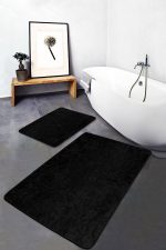 - PaspasTakimi-2li-Set451-Gorsel-2 - Realhomes  2'li Set Düz Renk Siyah 2'li Banyo & Mutfak Paspas Takımı Realhomes