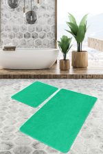 - PaspasTakimi-2li-Set453-Gorsel-1 - Realhomes 2'li Set Düz Renk Açık Yeşil 2'li Banyo & Mutfak Paspas Takımı Realhomes