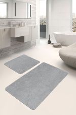 - PaspasTakimi-2li-Set454-Gorsel-2 - Realhomes 2'li Set Düz Renk Açık Gri 2'li Banyo & Mutfak Paspas Takımı Realhomes