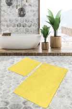 2'li Set Düz Renk Sarı 2'li Banyo & Mutfak Paspas Takımı Realhomes