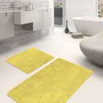 2'li Set Gri Zeminde Üçgen Motifli Geometrik Desenli Geometrik Sade & Şık  2'li Banyo & Mutfak Paspas Takımı Realhomes