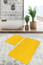 - PaspasTakimi-2li-Set457-Gorsel - Realhomes  2'li Set Düz Renk Koyu Sarı 2'li Banyo & Mutfak Paspas Takımı Realhomes