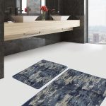 2'li Set Siyah - Beyaz Zeminde Çerçeveli Motifli Klasik Desenli Geometrik Sade & Şık  2'li Banyo & Mutfak Paspas Takımı Realhomes