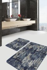 - PaspasTakimi-2li-Set459-Gorsel - Realhomes  2'li Set Gri Füme Zeminde Eskitme Motifli Art Sanatsal Desenli Eskitme Motifli Vintage  2'li Banyo & Mutfak Paspas Takımı Realhomes