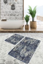 - PaspasTakimi-2li-Set459-Gorsel-4 - Realhomes  2'li Set Gri Füme Zeminde Eskitme Motifli Art Sanatsal Desenli Eskitme Motifli Vintage  2'li Banyo & Mutfak Paspas Takımı Realhomes