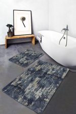 - PaspasTakimi-2li-Set459-Gorsel-5 - Realhomes  2'li Set Gri Füme Zeminde Eskitme Motifli Art Sanatsal Desenli Eskitme Motifli Vintage  2'li Banyo & Mutfak Paspas Takımı Realhomes