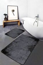 - PaspasTakimi-2li-Set461-Gorsel-4 - Realhomes  2'li Set Siyah - Süme Zeminde Kilim Motifli Eskitme Desenli Geometrik Eskitme Motifli  2'li Banyo & Mutfak Paspas Takımı Realhomes