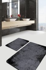 - PaspasTakimi-2li-Set461-Gorsel-5 - Realhomes  2'li Set Siyah - Süme Zeminde Kilim Motifli Eskitme Desenli Geometrik Eskitme Motifli  2'li Banyo & Mutfak Paspas Takımı Realhomes
