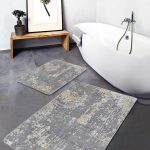 2'li Set Yeşil Zeminde Çiçek Motifli Geleneksel Desenli Summer & Fresh Floral  2'li Banyo & Mutfak Paspas Takımı Realhomes