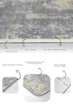 - PaspasTakimi-2li-Set462-Gorsel-3 - Realhomes  2'li Set Gri - Sarı Zeminde Kilim Motifli Antik Halı Desenli Eskitme Motifli Vintage  2'li Banyo & Mutfak Paspas Takımı Realhomes