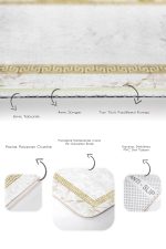 2'li Set Ekru Zeminde Altın renkli Motifli Geometrik Desenli Vintage Geometrik  2'li Banyo & Mutfak Paspas Takımı Realhomes